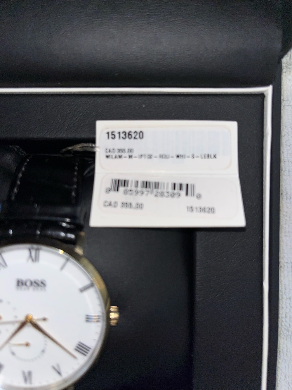 Hugo Boss Men's White Dial Gold Case Black Leather Strap Watch EUC - Picture 4 of 12